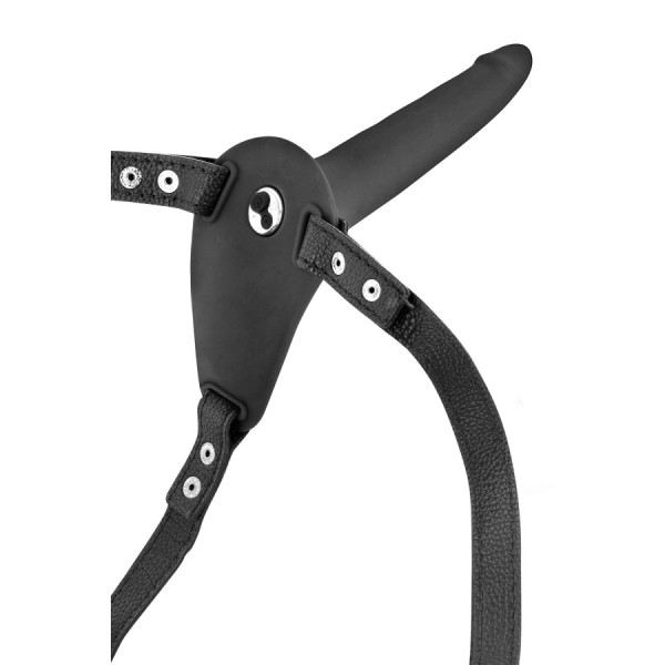 Gode ceinture vibrant noir USB 